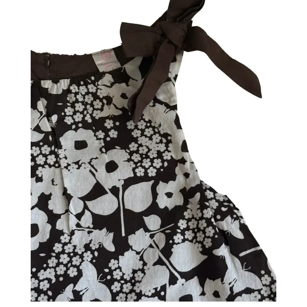 Cottagecore Cherokee Floral Maxi Dress 4T Brown White
